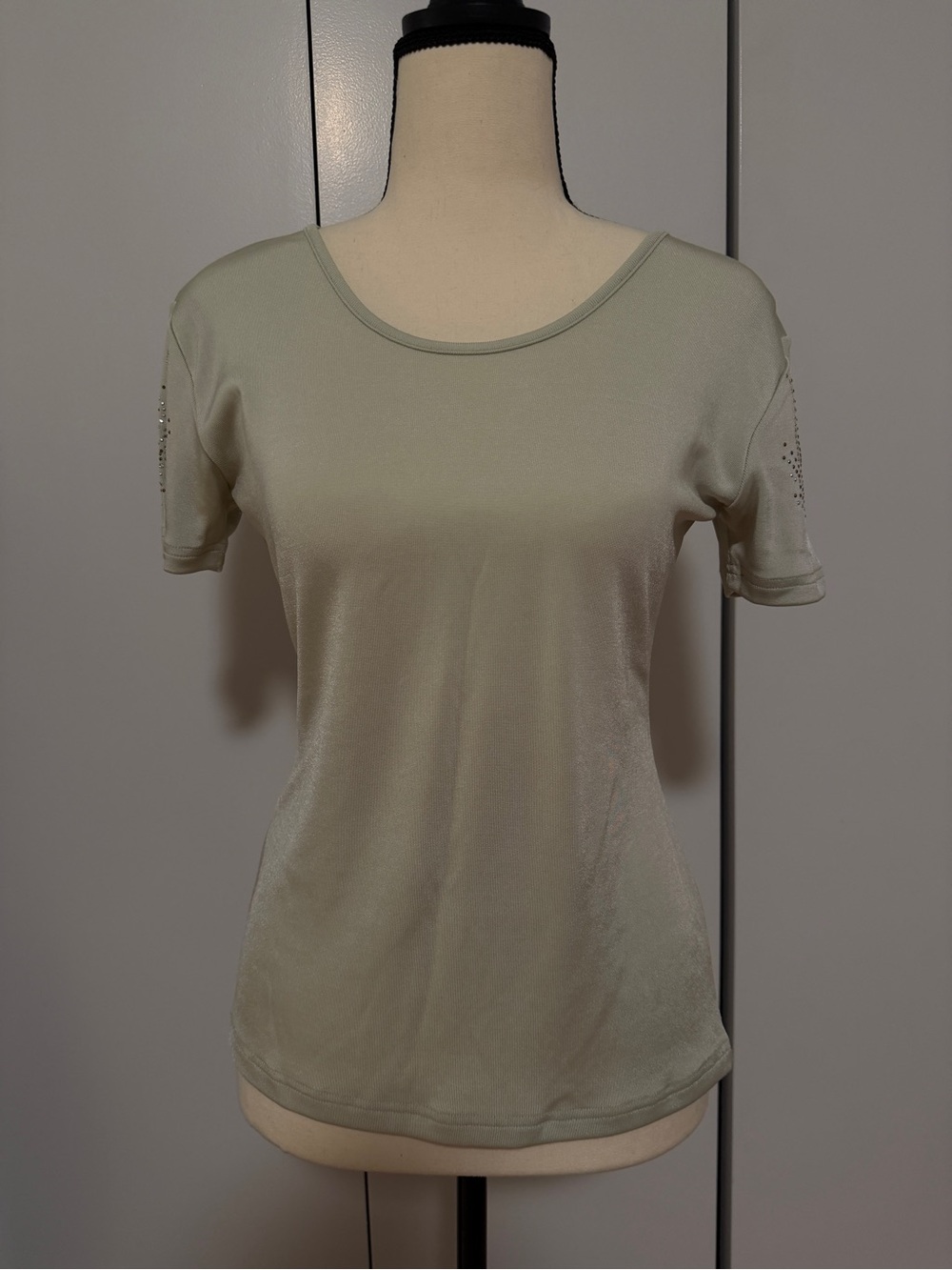 Women’s Short Sleeve Scoop Neck Top in Light Sage S/M